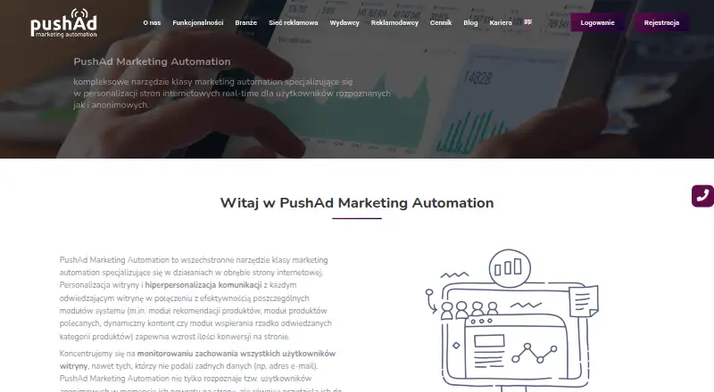 The PushAd Marketing Automation homepage
