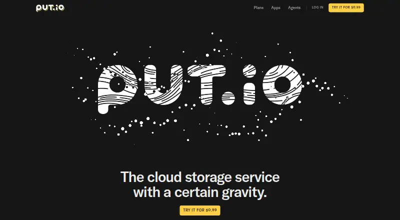 The put.io homepage