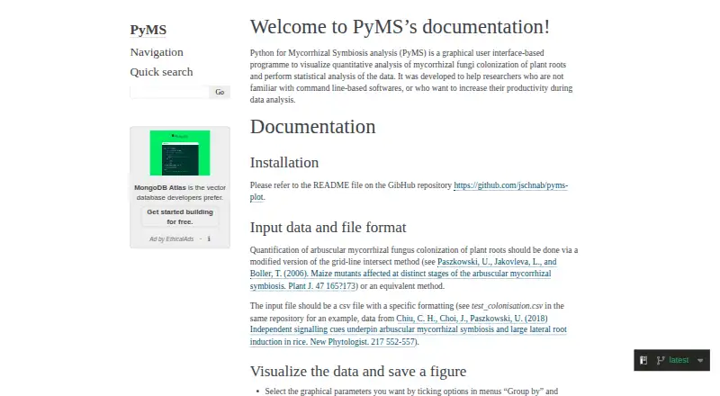 PyMS's website