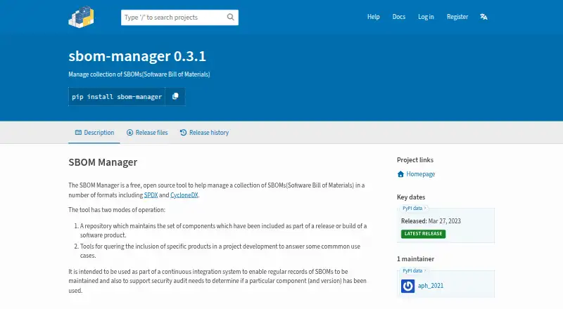 SBOM Manager's website
