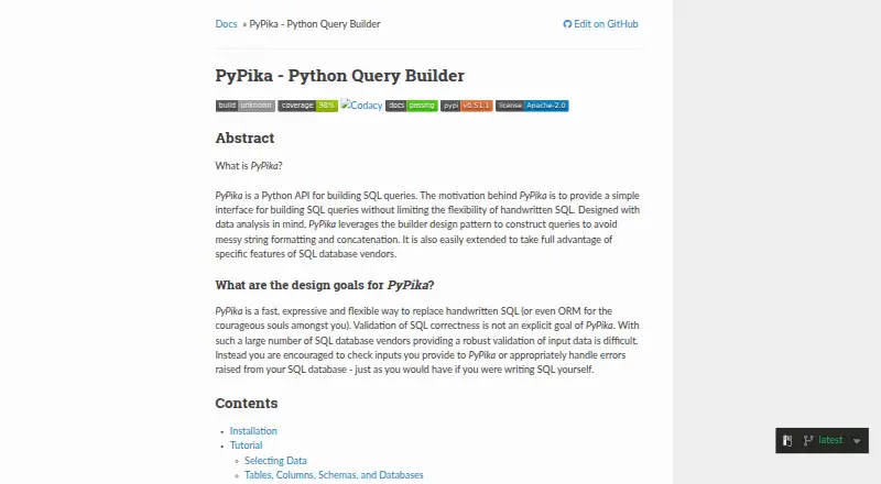 PyPika's website