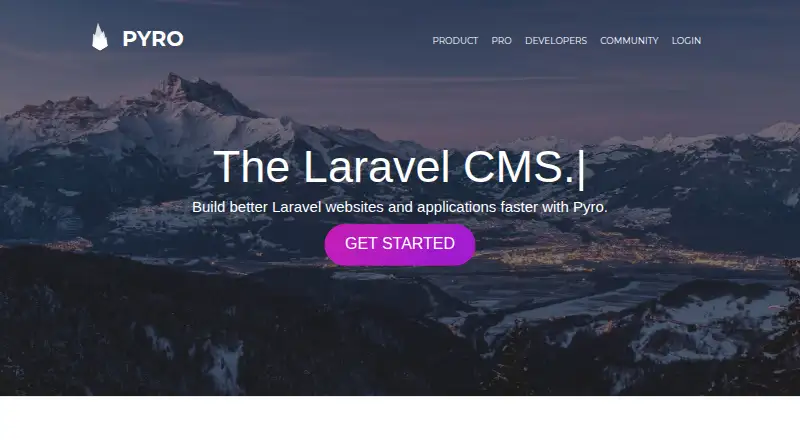 The PyroCMS homepage