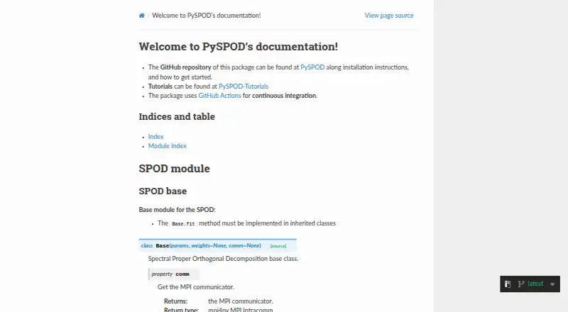 PySPOD's website