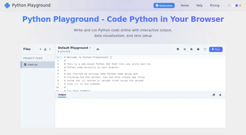The Python Playground homepage