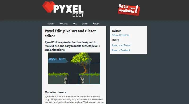 Pyxel Edit's website