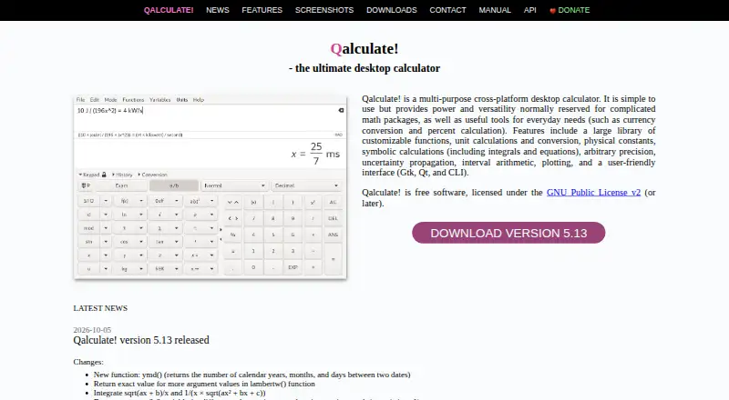 Qalculate!'s website