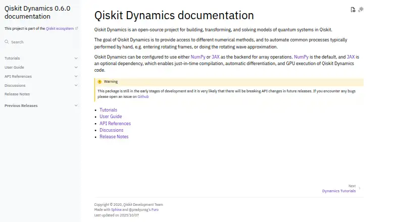 The Qiskit Dynamics homepage