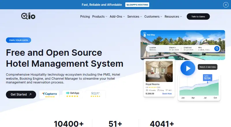 The QloApps homepage