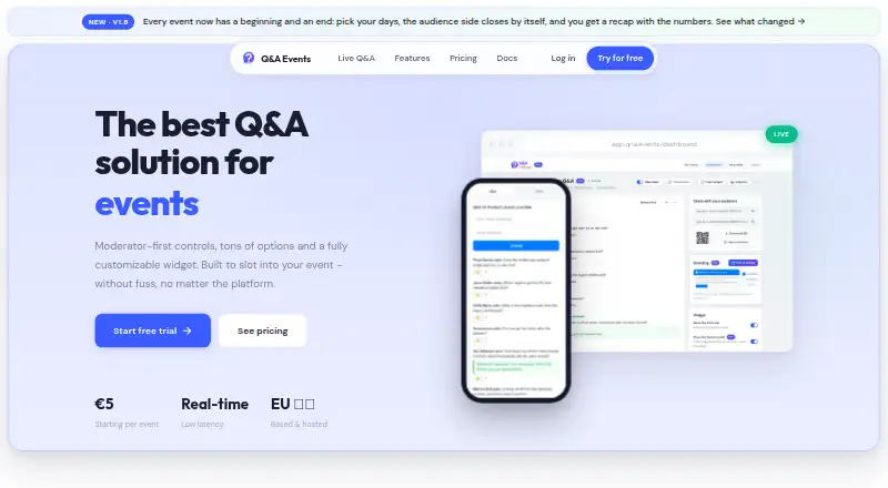 Q&A Events's website