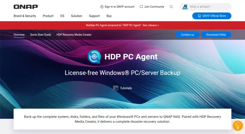 The HDP PC Agent (formerly NetBak PC Agent) homepage