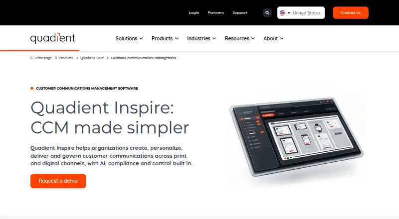 Quadient Inspire's website