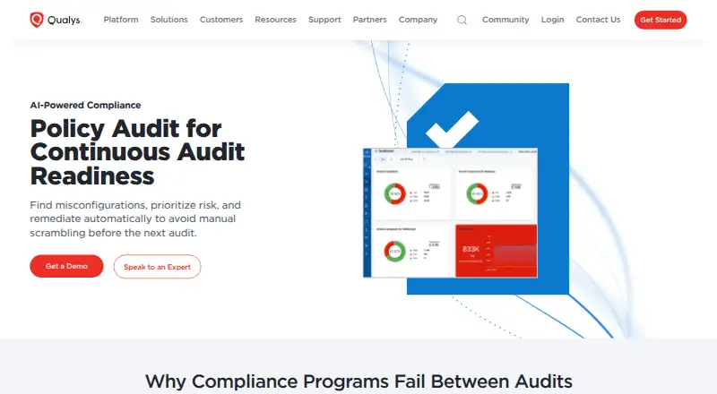 Qualys Policy Compliance's website