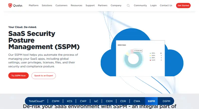 Qualys SaaS Detection and Response's website