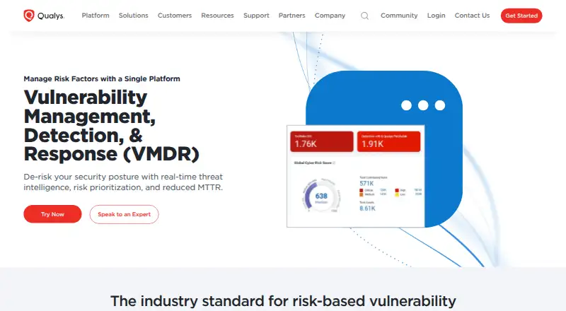 Qualys Vulnerability Management's website