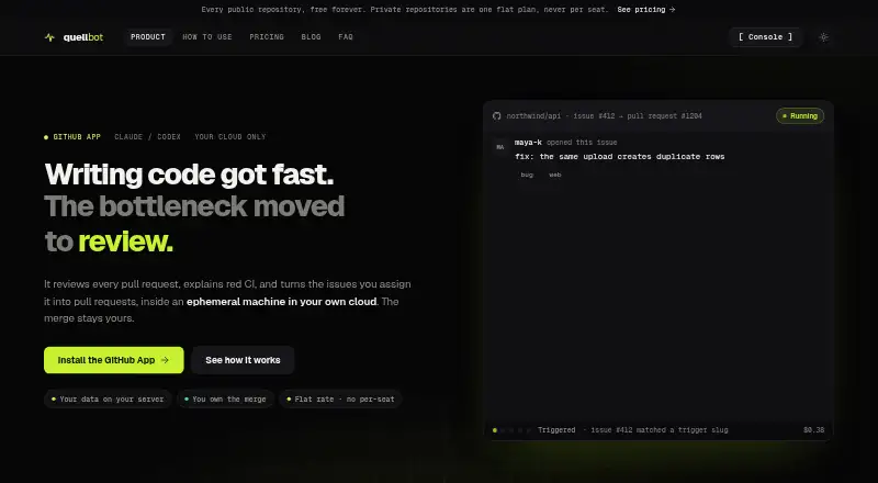 The Quellbot homepage
