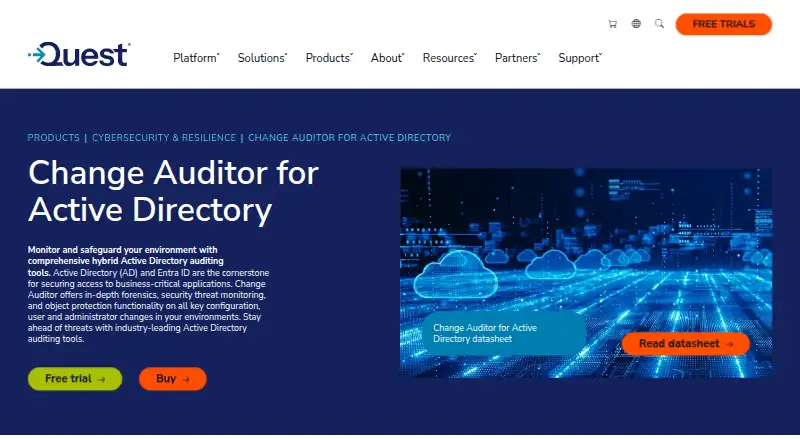 Quest Change Auditor for Active Directory's website