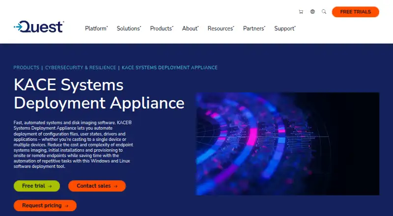 KACE Systems Deployment Appliance's website