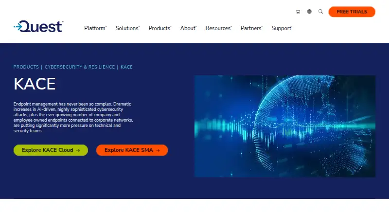 KACE Unified Endpoint Manager's website