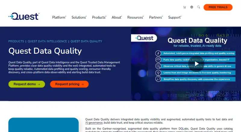 Quest Data Quality's website