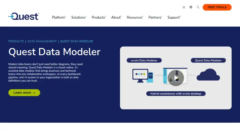 Quest Data Modeler's website