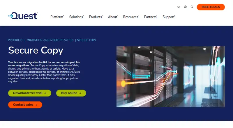 Quest Secure Copy's website
