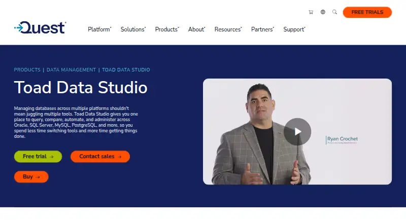 Toad Data Studio's website