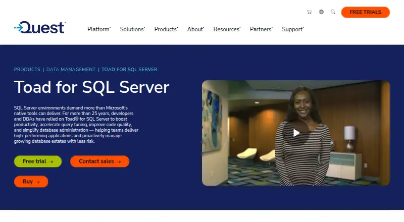Toad for SQL Server's website