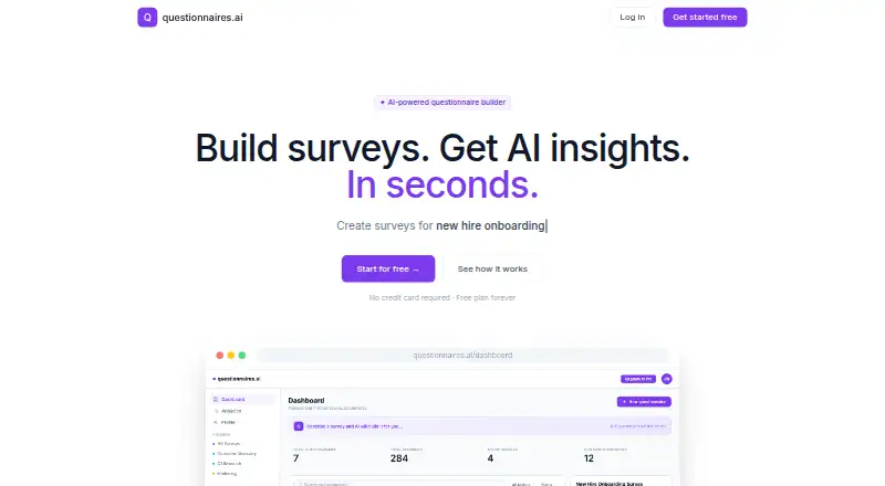 Questionnaires.ai's website