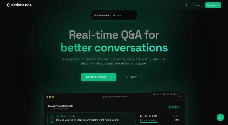 Questions.now's website