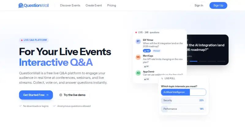 QuestionWall's website