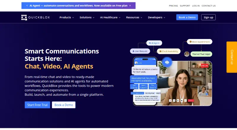 QuickBlox Video Calling's website
