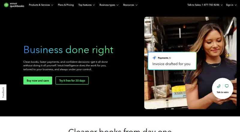QuickBooks Online's website