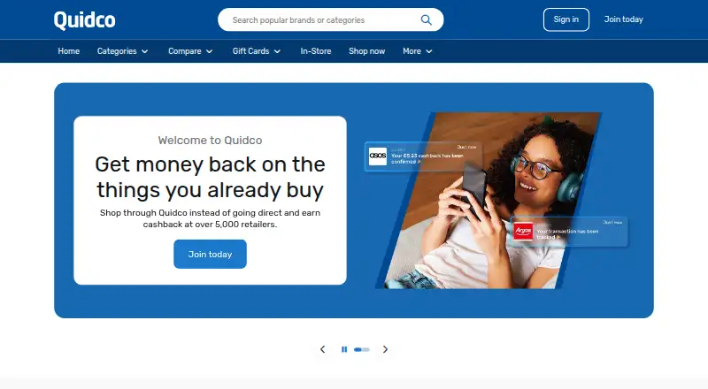 Quidco's website