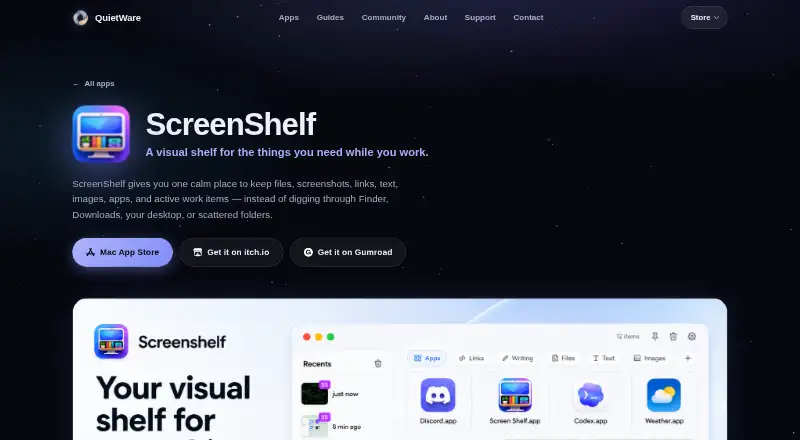 ScreenShelf's website
