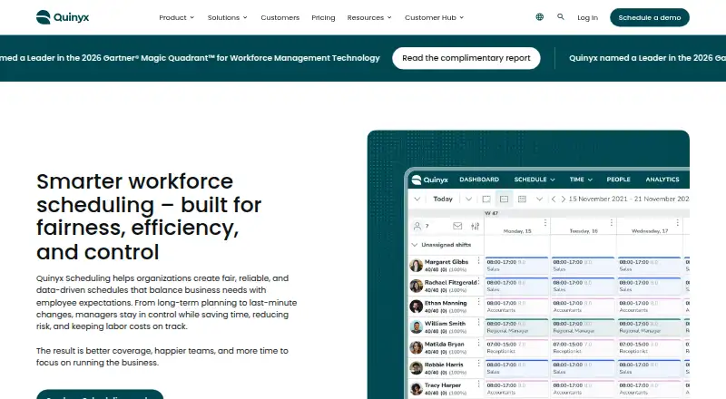 Quinyx Scheduling's website