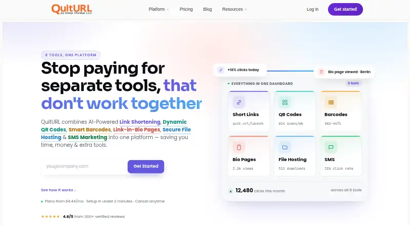 QuitURL's website