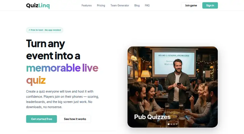 QuizLinq's website