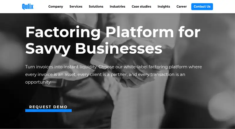 Qulix Factoring Platform's website