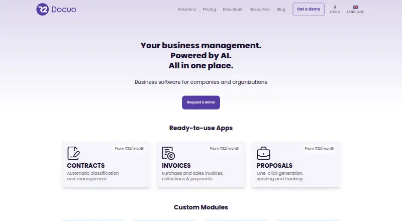 The R2 Docuo homepage