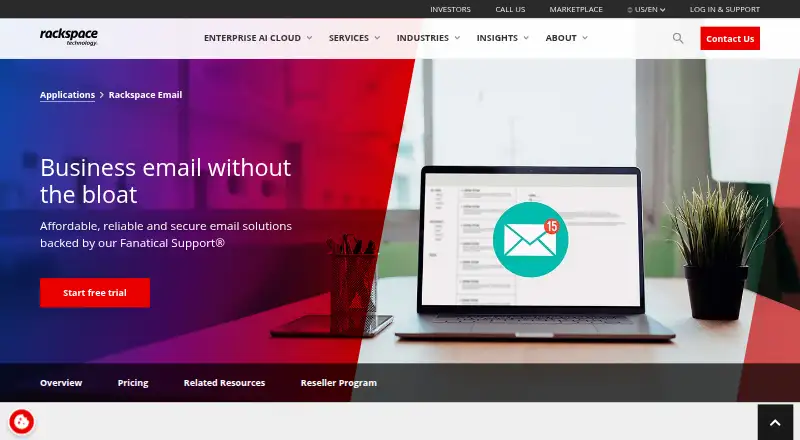 Rackspace Email's website