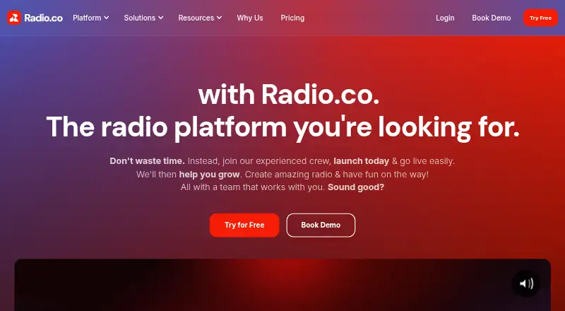 Radio.co's website