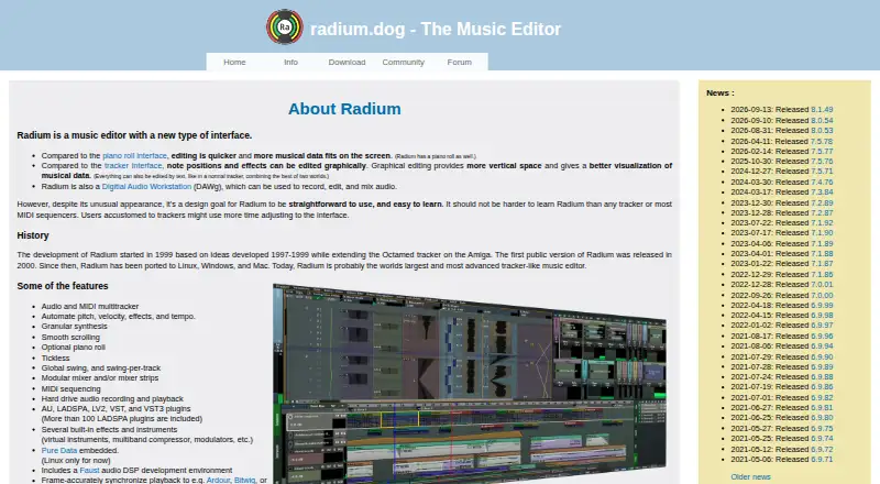 The Radium homepage