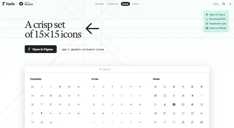 The Radix Icons homepage