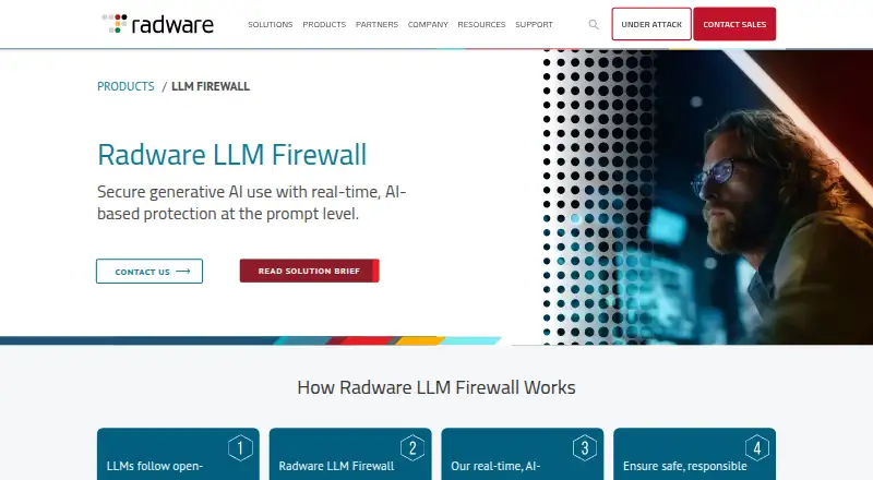 Radware LLM Firewall's website