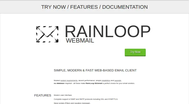 RainLoop's website