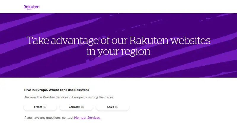 Rakuten Cash Back's website