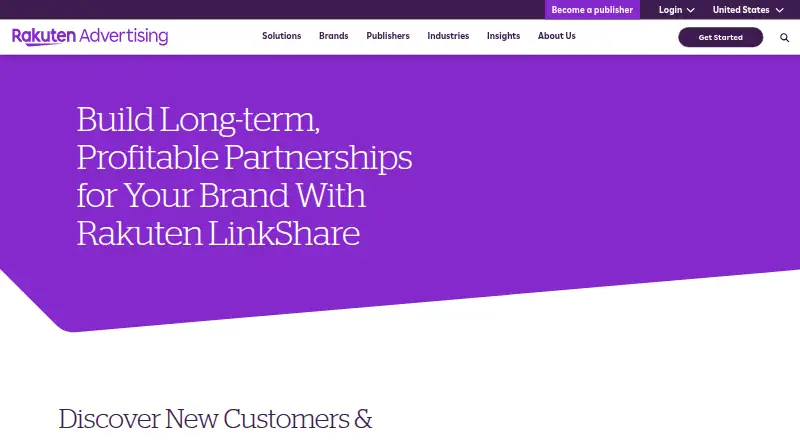 The Rakuten LinkShare homepage