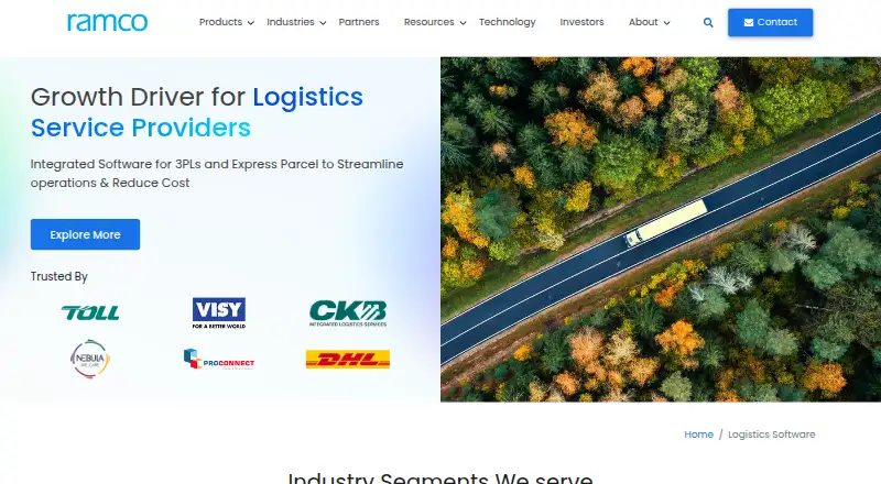 Ramco Logistics Software's website