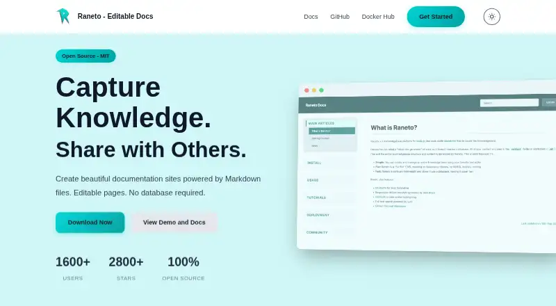 The Raneto homepage