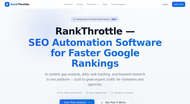 The RankThrottle homepage